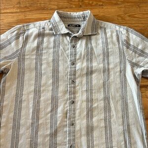 Zudio Gray and Black Striped Casual Shirt Men’s size Medium - resort wear!
